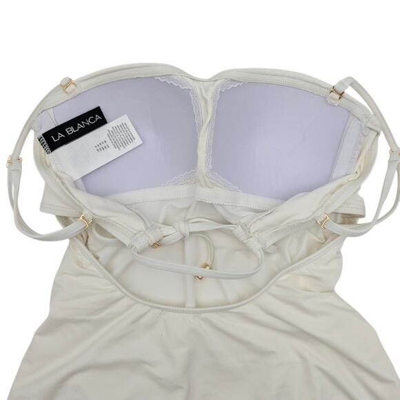 La Blanca Women's Island Goddess Shirred Bandeau One Piece Ivory Size 6 - Picture 7 of 9